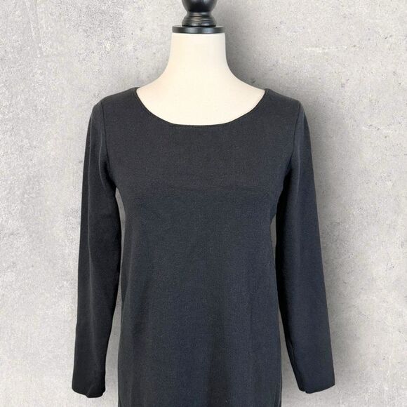 J. Jill Black Sweater Knit Dress Wool Blend Knee Length Size S - Picture 2 of 12